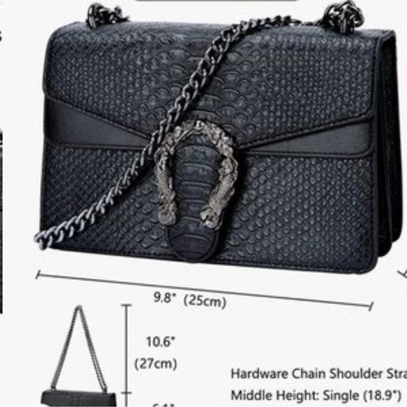 New Crocodile Embossed Chain Strap Fashion Crossbody Bag - Picture 4 of 5